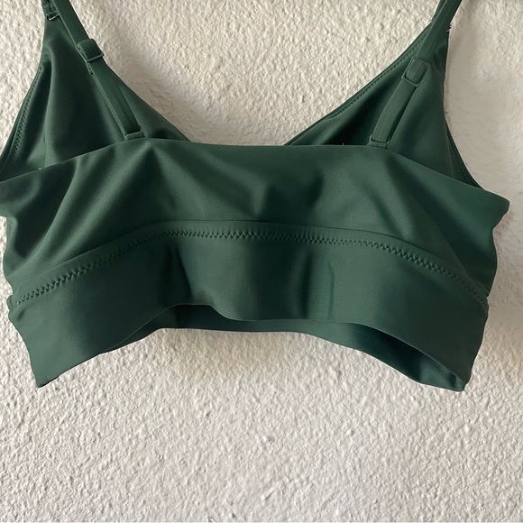 Aerie Twist Longline Scoop Bikini Top Women’s M Green Keyhole Swimwear - Picture 6 of 11